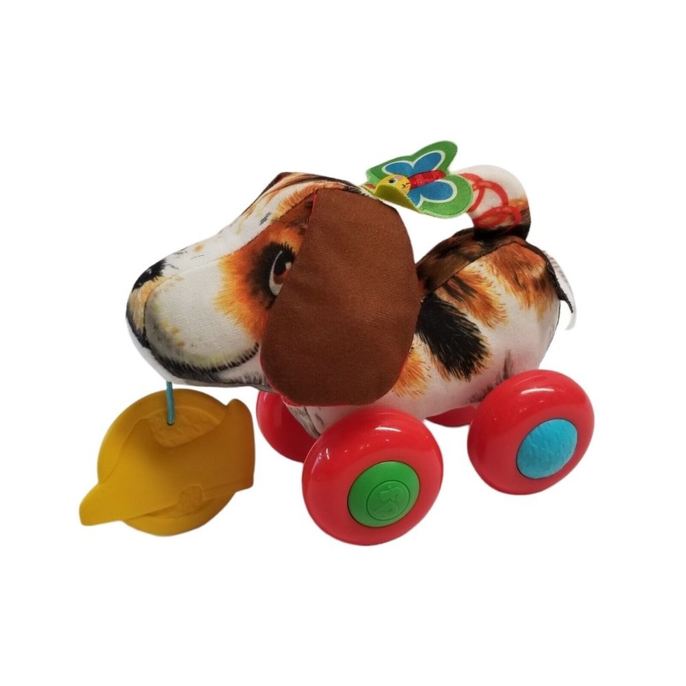 Fisher Price Little Snoopy Puppy Dog Plush Plastic Baby Toy Crinkles Squeaks FP